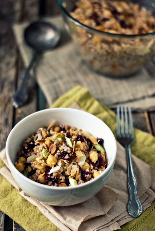 Bulgur & Chickpea Salad with Cranberries, Toasted Almonds & Cumin-Lime Vinaigrette